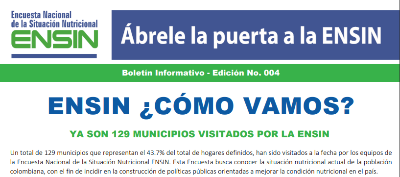 Urge una nueva Encuesta Nacional de la Situación Nutricional en Colombia (ENSIN)